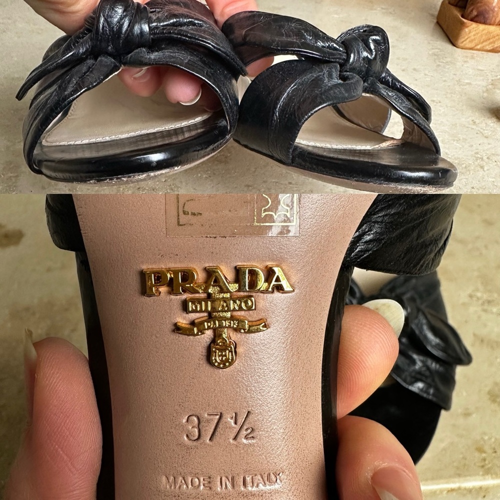 Prada Black leather slides 37.5 - Picture 8 of 11